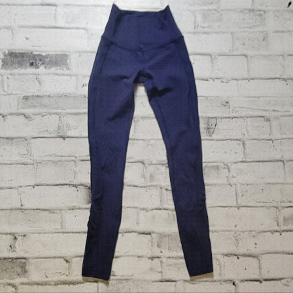Lululemon Navy High Rise Leggings Womens 2 Mesh Detail Yoga Pants